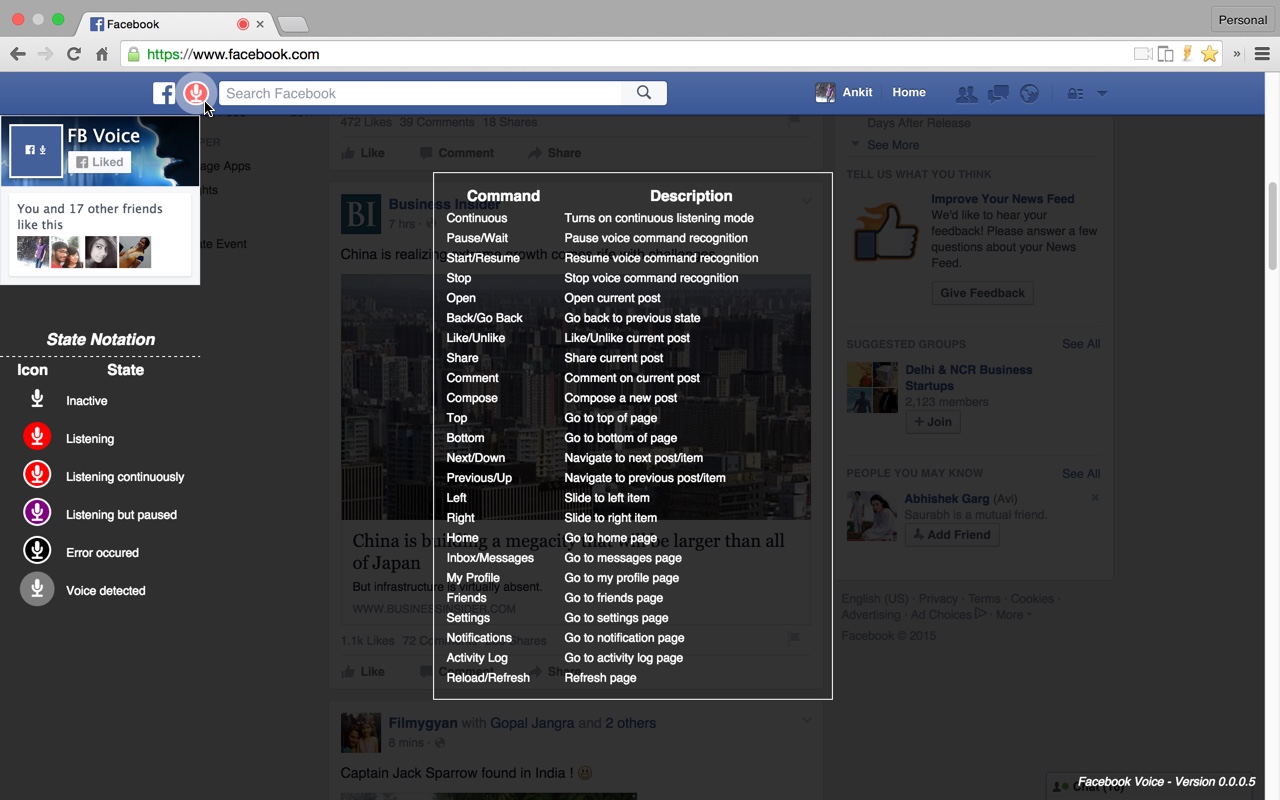Facebook Voice Screenshot